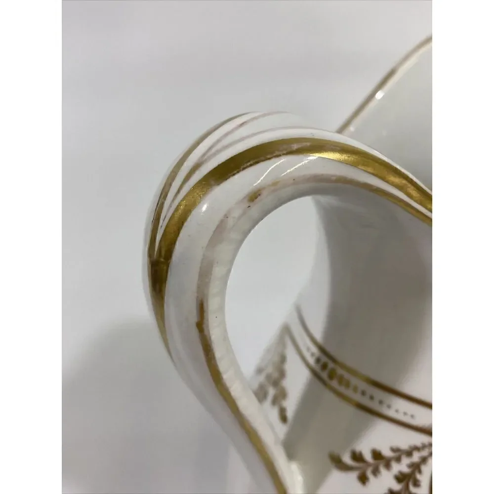 Antique Haviland French White Gilded Painted Pitcher 7.5”‎